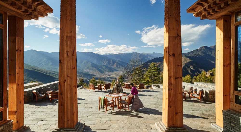 Bhutan Paro Six Senses Main Building Terrace_travel experiences