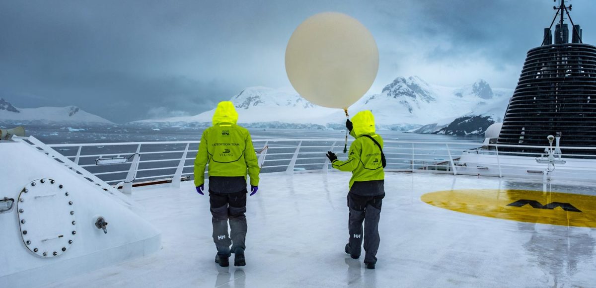 Scientific research with a weather balloon on Viking Cruises