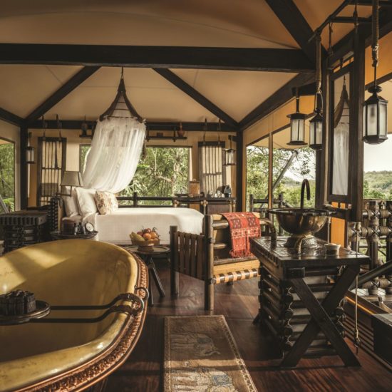 luxury camping Four Seasons Tented Camp Golden Triangle, Thailand
