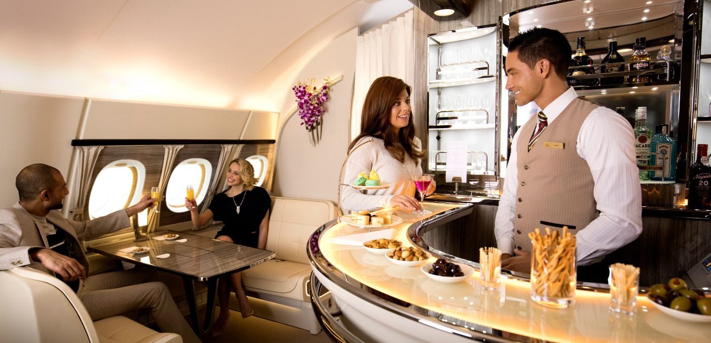 Emirates Airlines Business Class in-flight bar