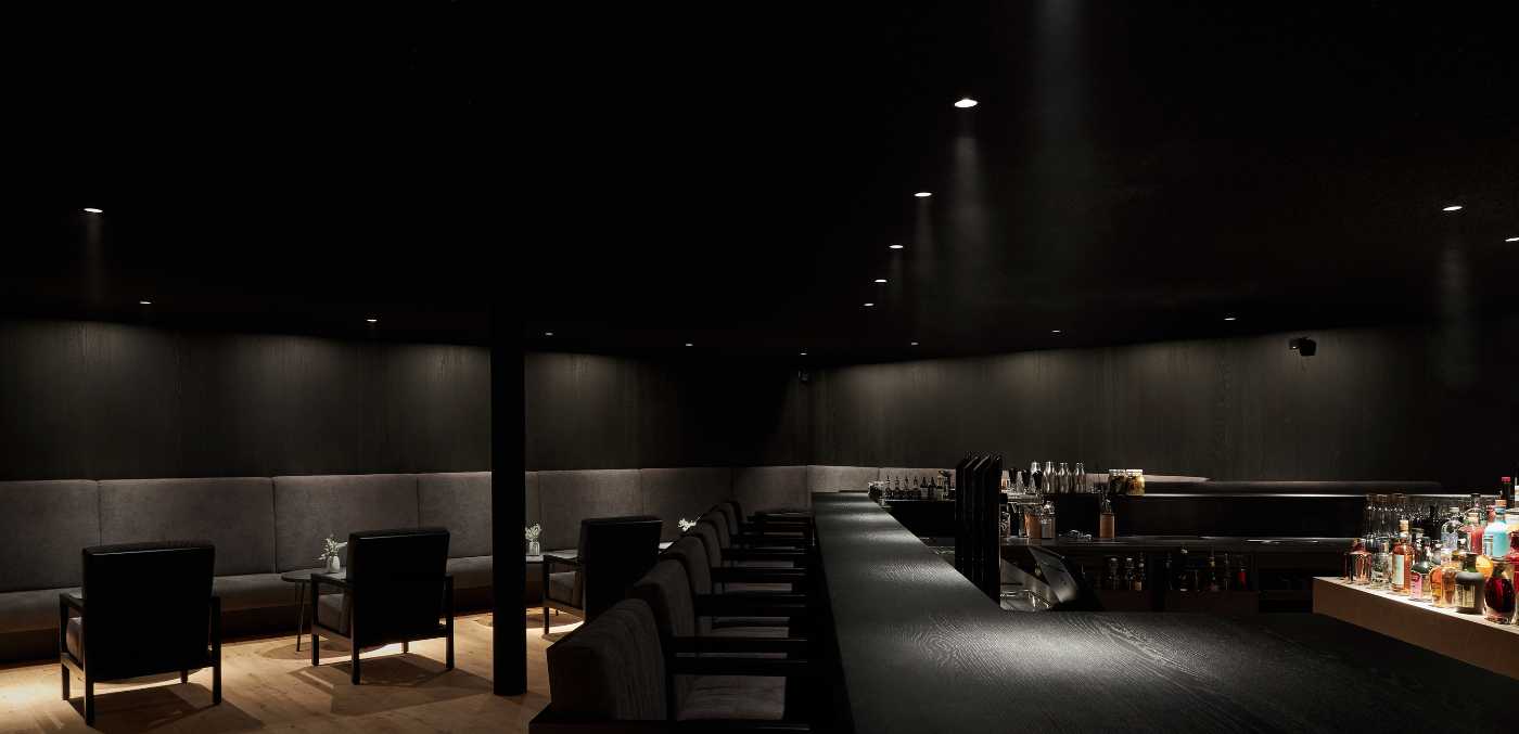 black bar with low tables