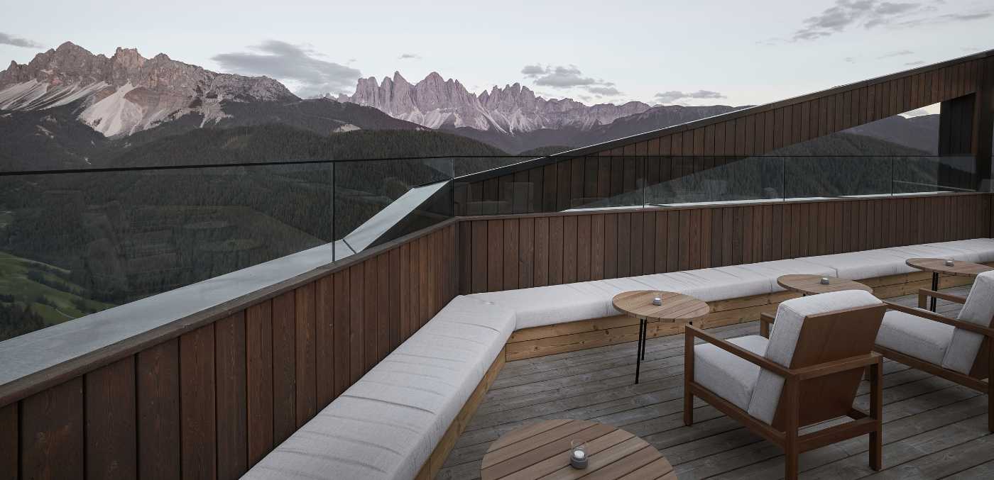 rooftop terrace at Forestis Dolomites