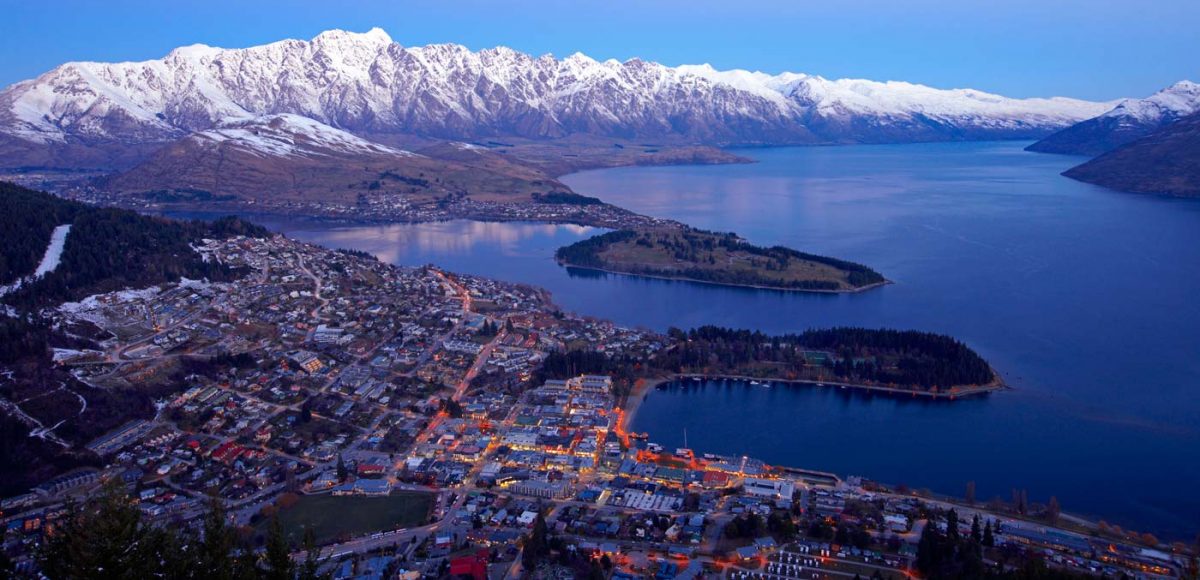 Queenstown at dusk. View from Bob's Peak