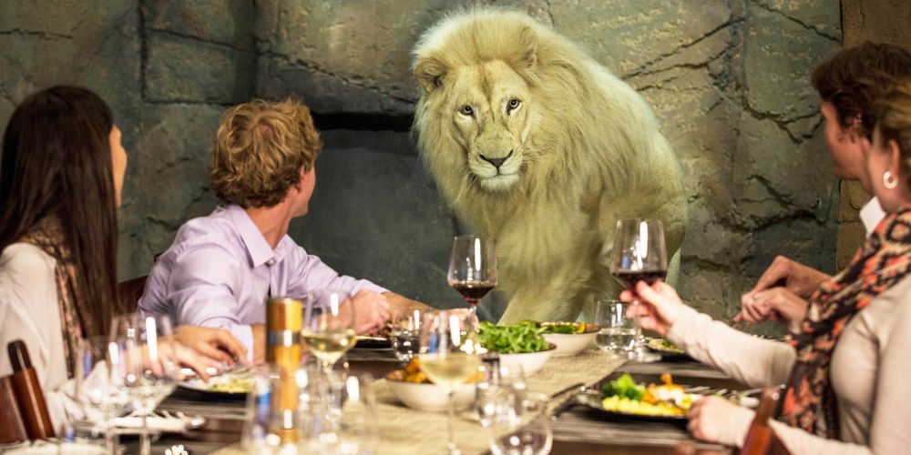 Dine with lions at Jamala Wildlife Lodge, a dining experience not to be missed