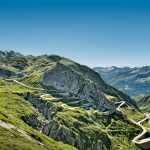 Winding road in Airolo, Switzerland
